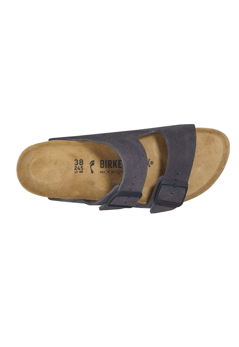 Slapi Arizona - piele intoarsa - gri - brant anatomic - talpa EVA