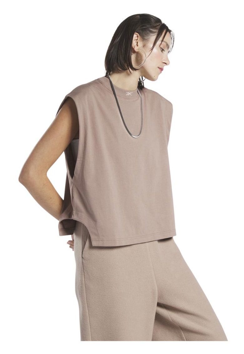 Maiou sport croiala supradimensionata - decupaje moderne - culoare maro - 100% bumbac -