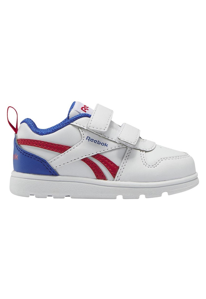 Pantofi copii stil retro - alb-bleumarin - inchidere cu scai - talpa EVA -