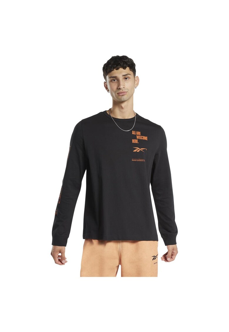 Bluza sport cu maneca lunga - bumbac - negru -
