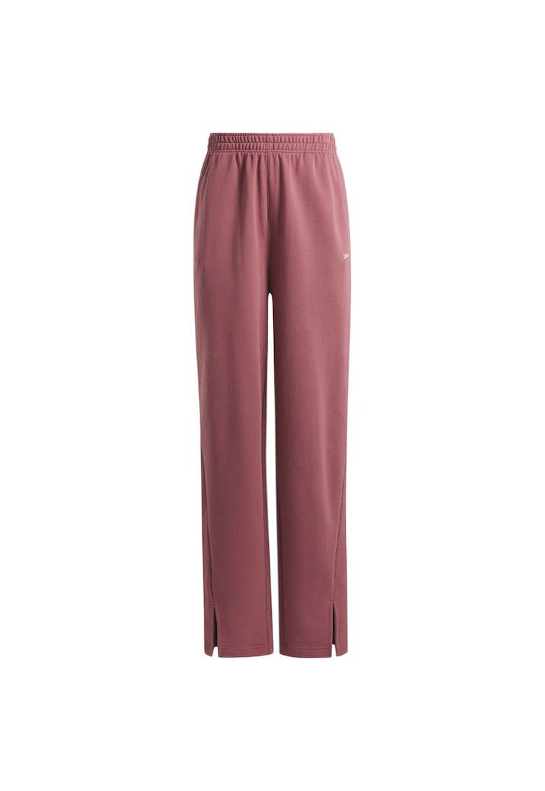 Pantaloni sport dama talie inalta - picioare largi - roz - bumbac -