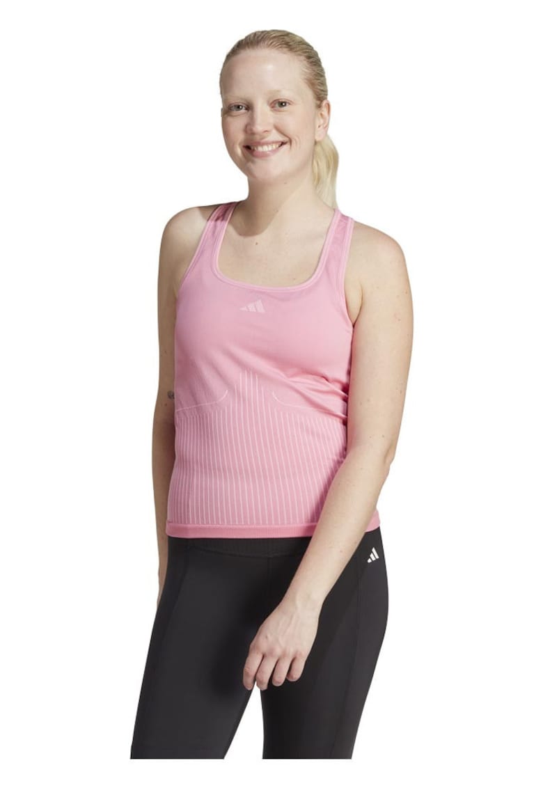 Maiou sport dama - adidas - AEROKNIT - stramta - roz - materiale reciclate -