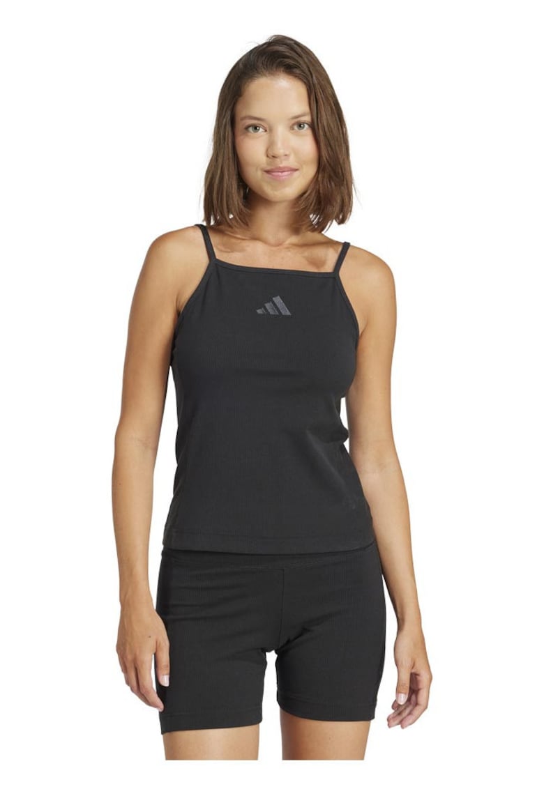 Maiou sport dama Adidas - negru - tesatura elastica - croiala mulata -