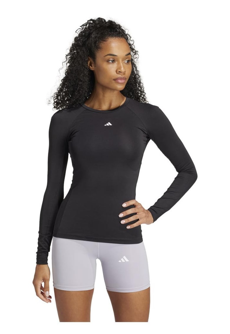 Bluza sport dama - Adidas - Techfit - material reciclat - negru - compresie