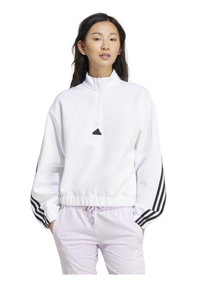 Bluza sport dama - Adidas - Future Icons - croiala larga - alb - bumbac reciclat -