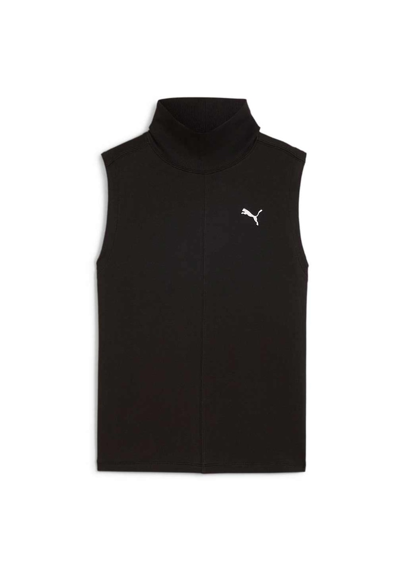 Vesta sport dama guler inalt - bumbac/elastan - negru
