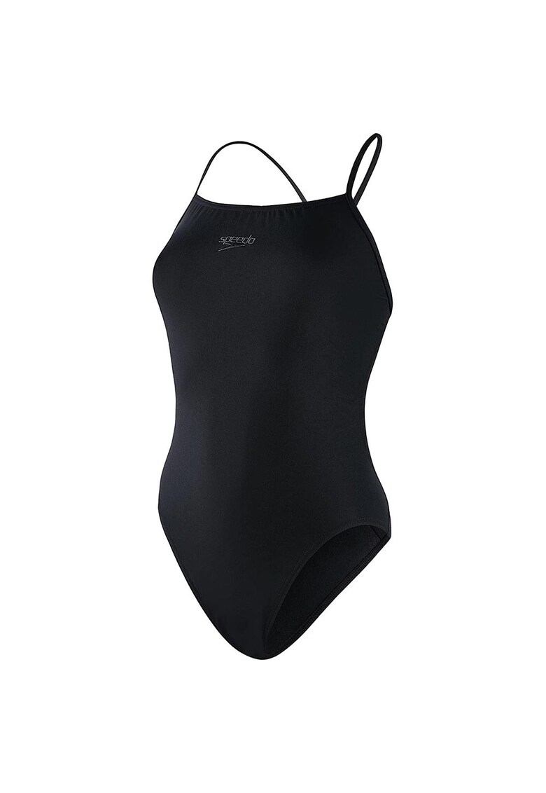 Costum de baie cu bretele subtiri pentru femei - negru - poliester