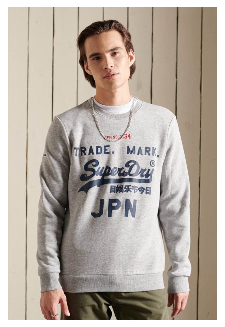 Bluza Superdry barbati - logo vintage - gri - bumbac -