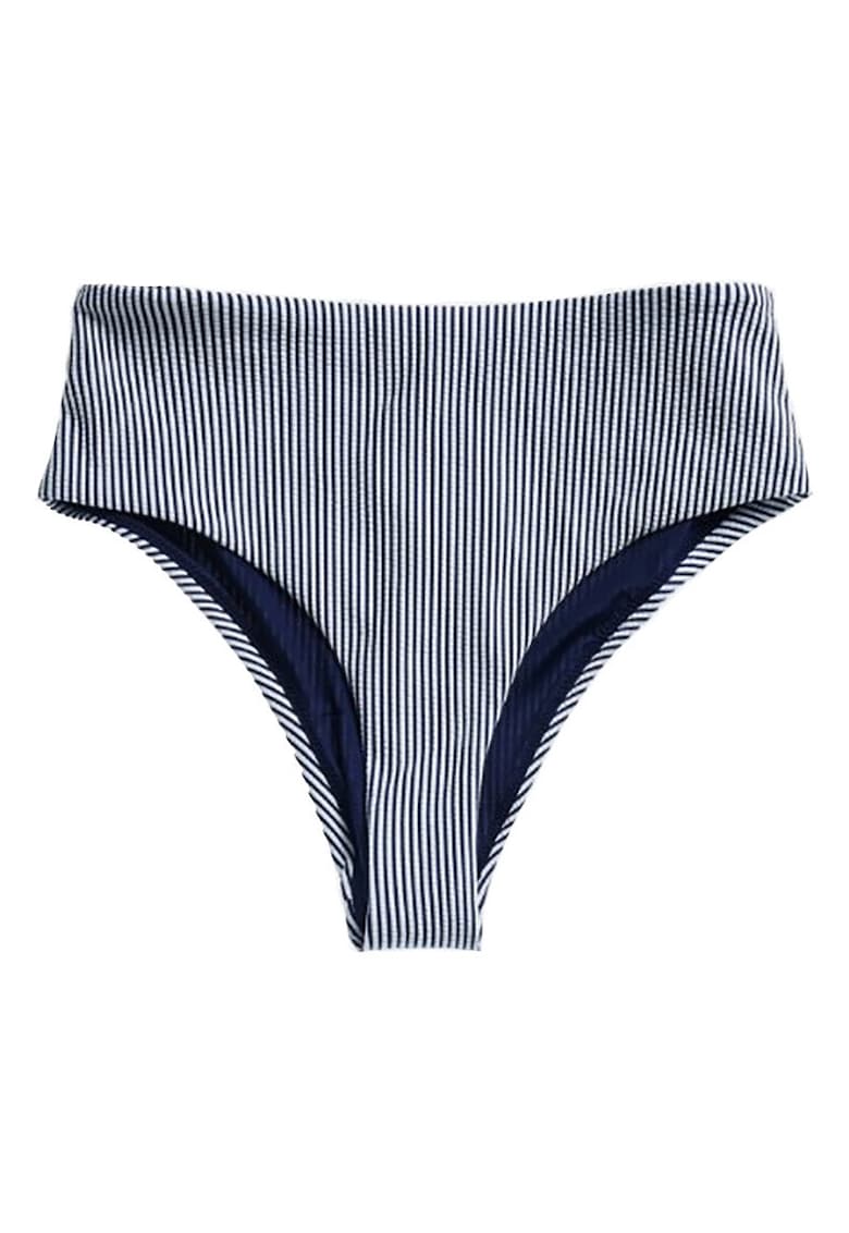 Slip de baie dama Superdry - talie inalta - alb/negru