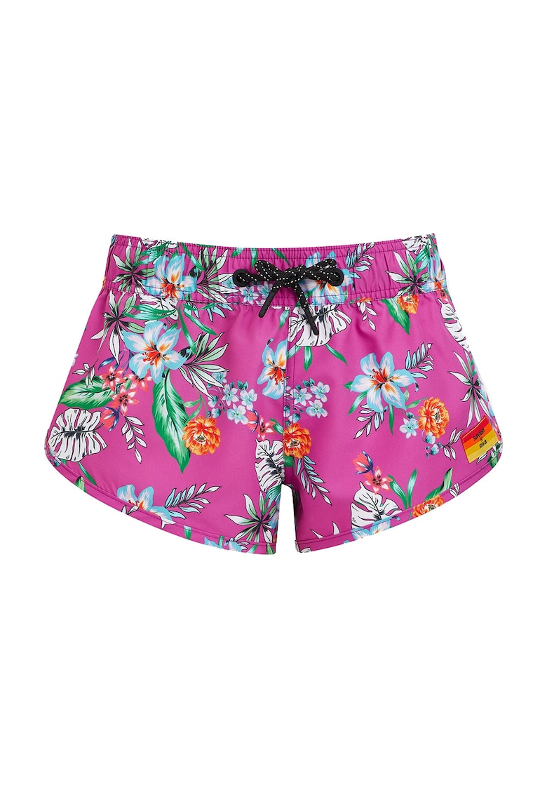 Costum de baie femei Superdry Surf - roz - cu imprimeu floral -