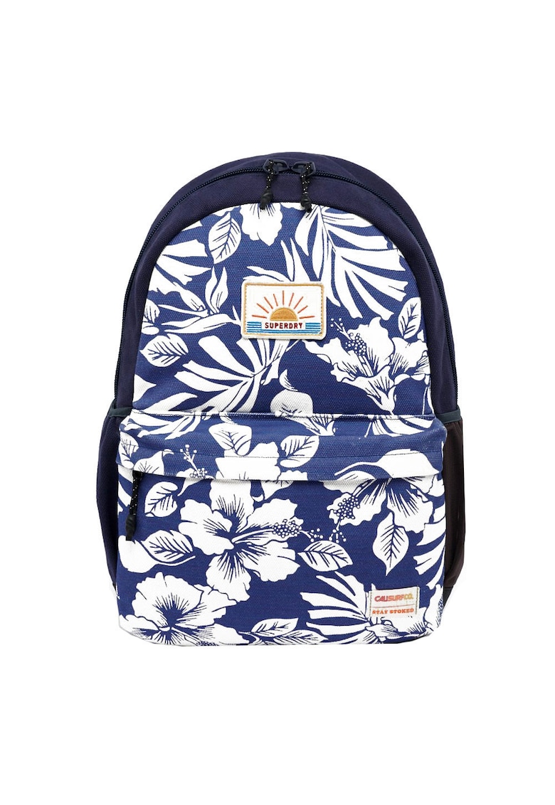 Rucsac Superdry - 48x33x14cm - cu multiple compartimente - albastru/alb