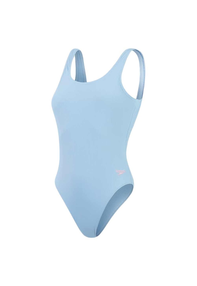 Costum de baie texturat cu spate adanc in U pentru femei - nylon - albastru deschis -
