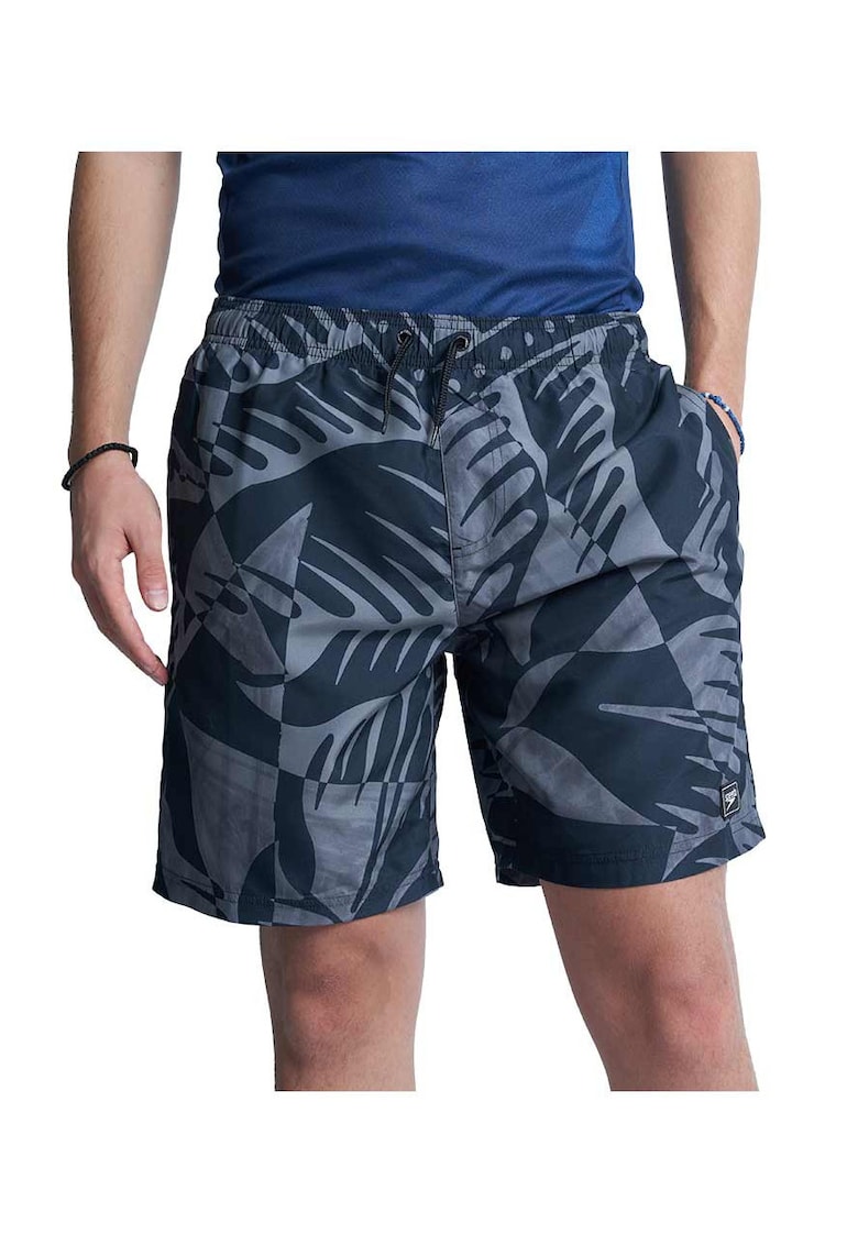 Costum de baie pentru barbati - albastru - cu model -