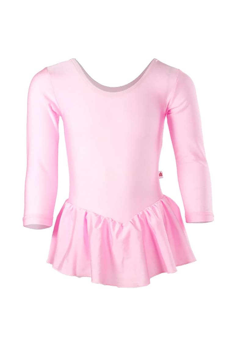 Body de dans copii maneci lungi - volane - poliamida/elastan - confortabil - roz