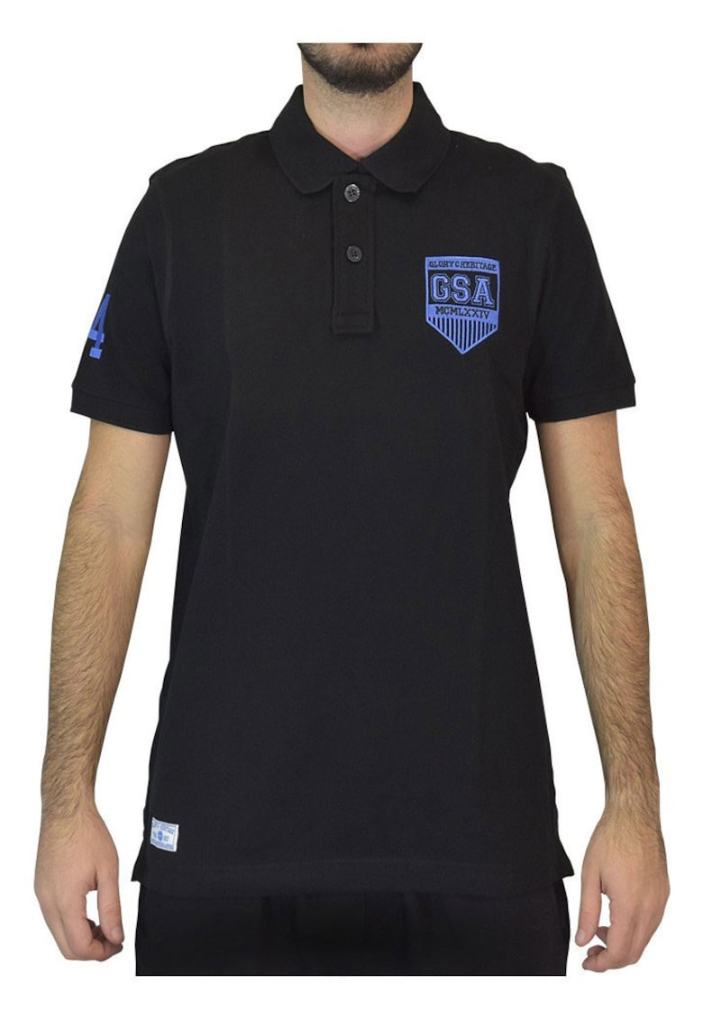 Tricou polo barbati maneca scurta - inchidere cu nasturi - negru - bumbac organic -