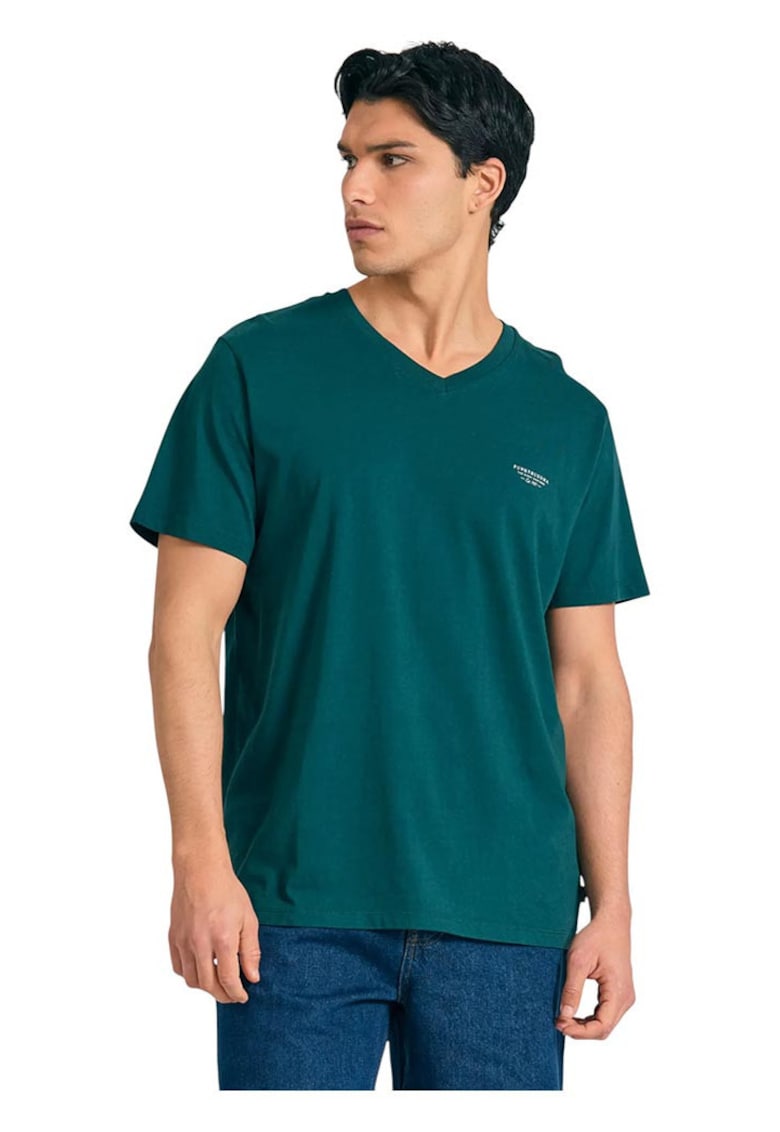 Tricou barbati decolteu in V - croiala regulata - verde - bumbac