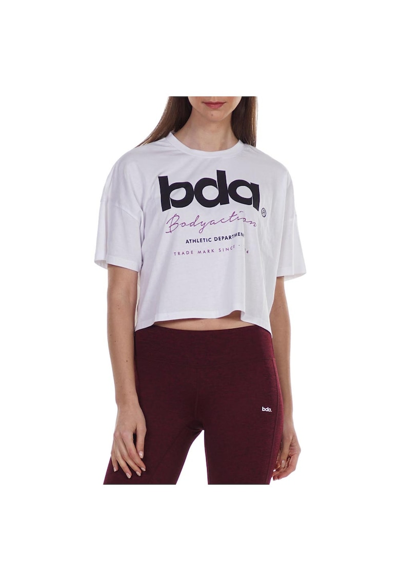 Maiou sport dama imprimeu mare - 100% bumbac - scurt - maneca scurta - alb