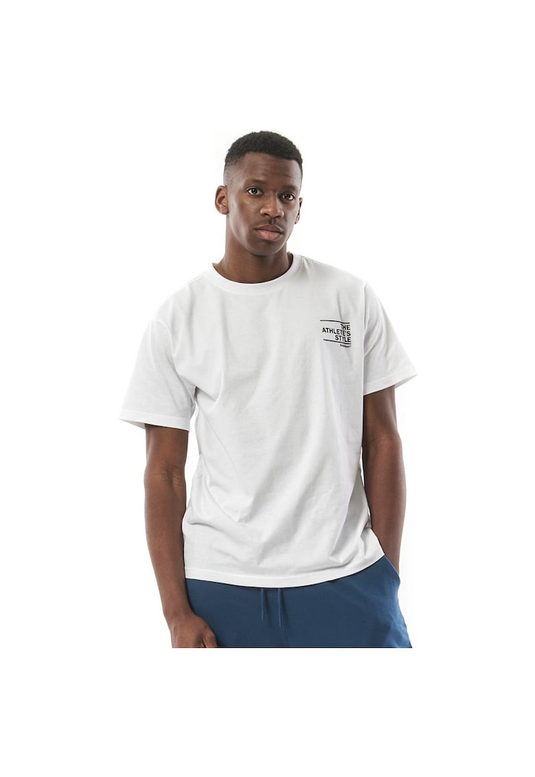 Tricou sport barbati alb - bumbac - cu imprimeu