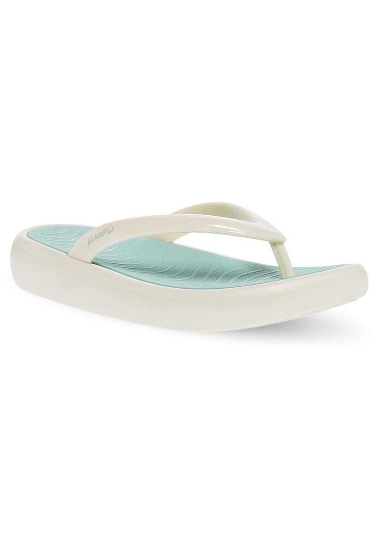 Slapi de plaja talpa antiderapanta - calcai confortabil - alb-verde - spuma EVA