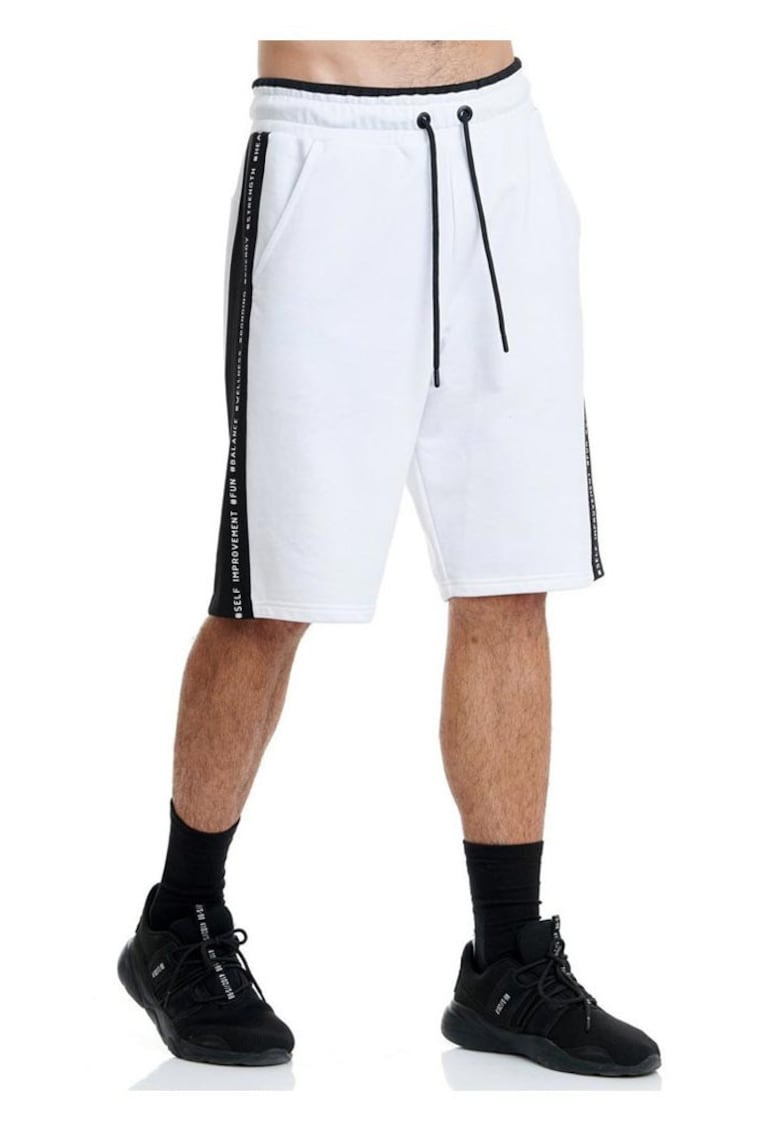 Pantaloni scurti barbati - croiala lejera - alb/negru - bumbac/poliester -