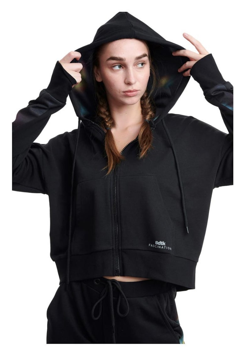 Hanorac sport negru - bumbac/poliester -