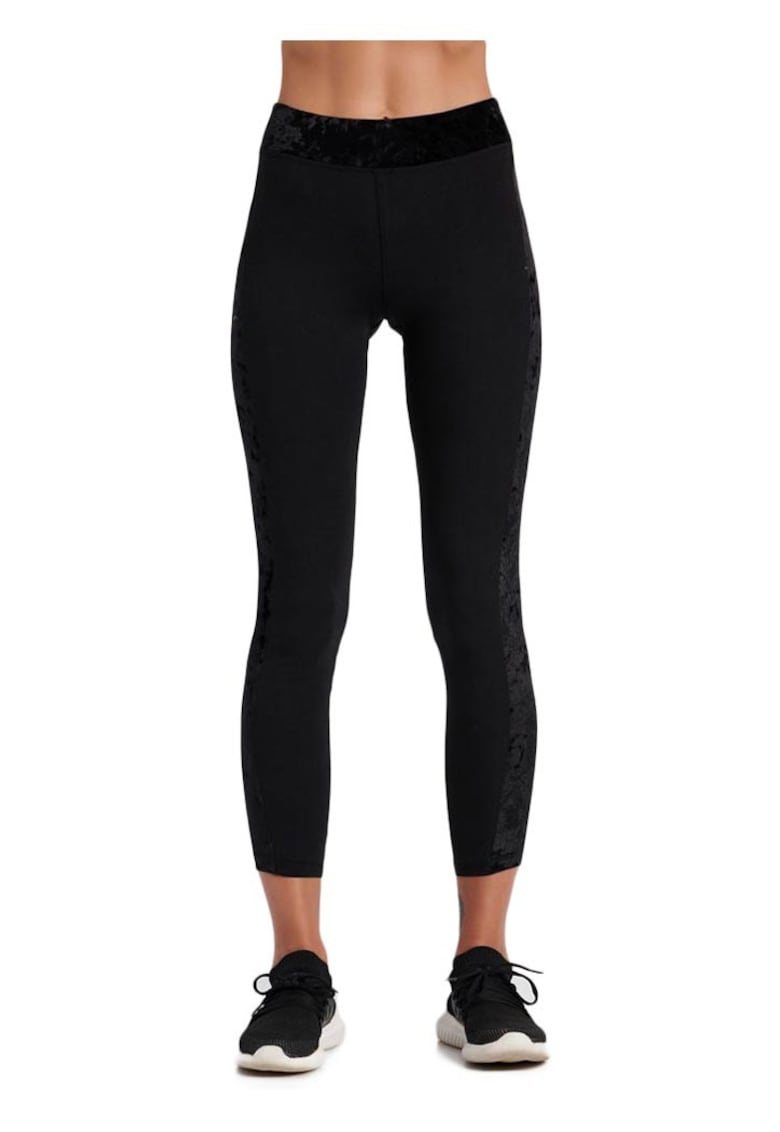 Colanti 7/8 - imprimeu animal print - negru - bumbac-elastan