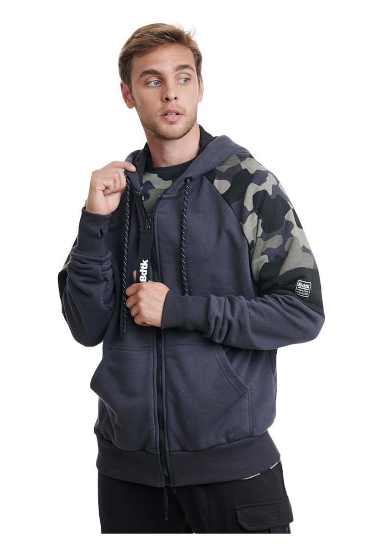 Hanorac barbat - gluga - fleece interior - bleumarin - bumbac -