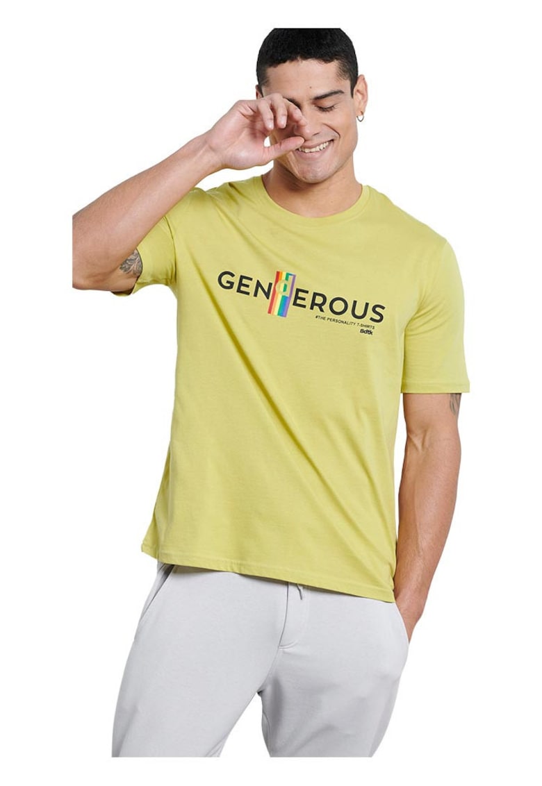 Tricou barbat Bdtk - maneca scurta - imprimeu - galben - bumbac