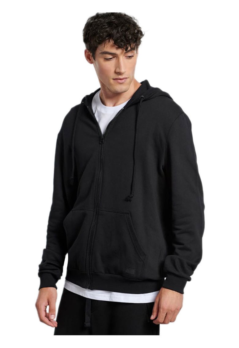 Hanorac barbati - negru - 100% bumbac - cu snururi si buzunare laterale -