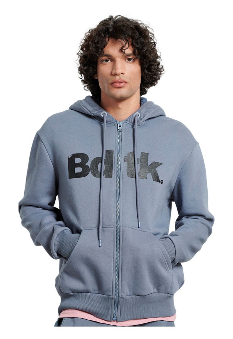Hanorac barbati gri - bumbac - intaritura fleece - buzunare laterale