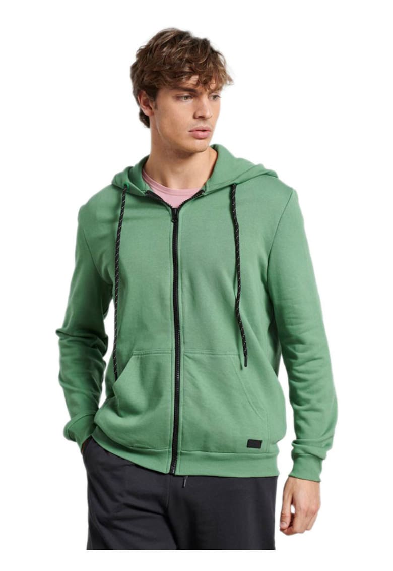 Hanorac barbati - verde - 100% bumbac - cu snururi ajustabile - buzunare laterale -