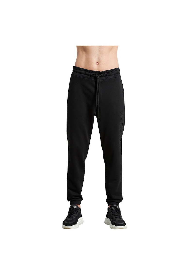Pantaloni sport barbati jogger - talie elastica - doua buzunare - negru - bumbac si poliester -