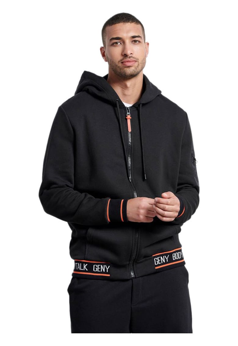 Geaca barbati - model 1222-956722 - fleece interior - doua buzunare - neagra - bumbac/poliester - Negru