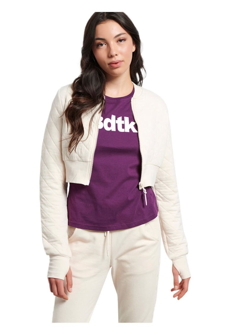 Cardigan dama scurt - bej - bumbac - croiala regulata