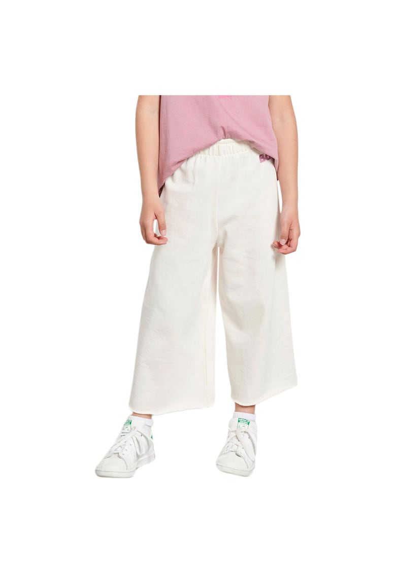 Pantaloni 7/8 pentru fete - talie inalta - croiala larga - bumbac/poliester - bej