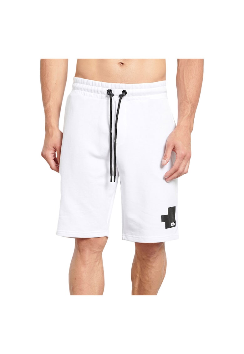 Pantaloni scurti sport barbati talie elastica - doua buzunare - textil - alb -