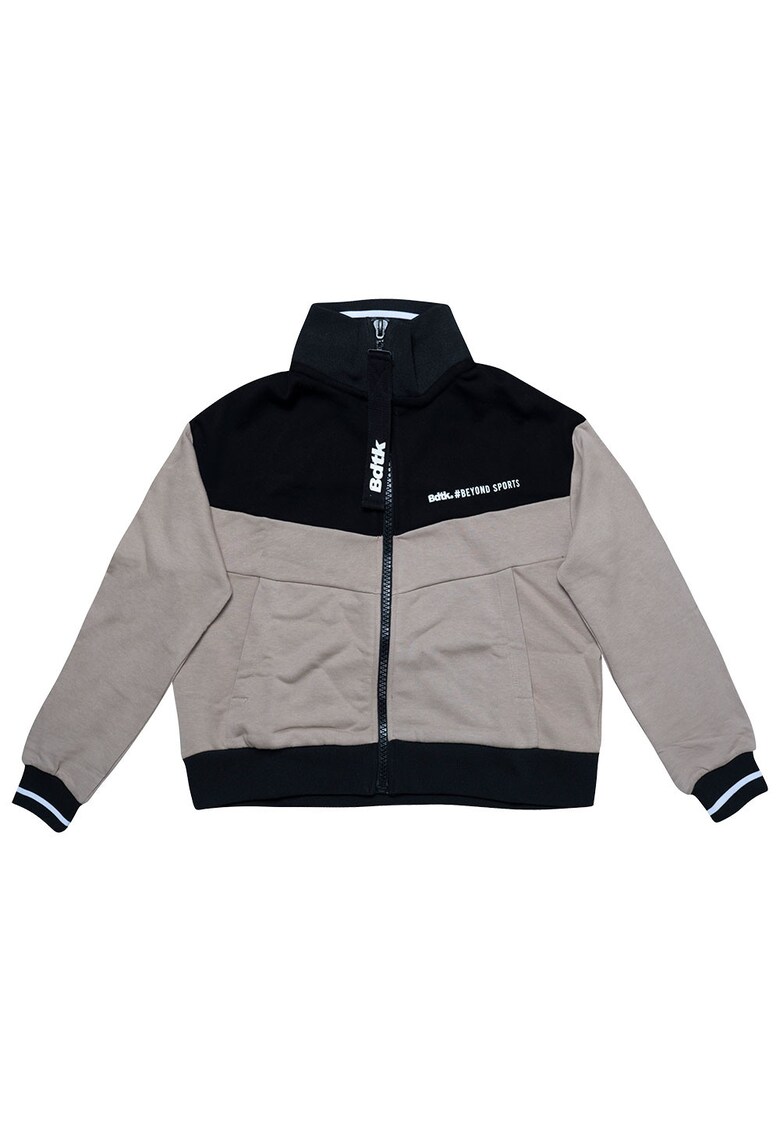 Bluza sport guler inalt - gri/negru - bumbac/poliester
