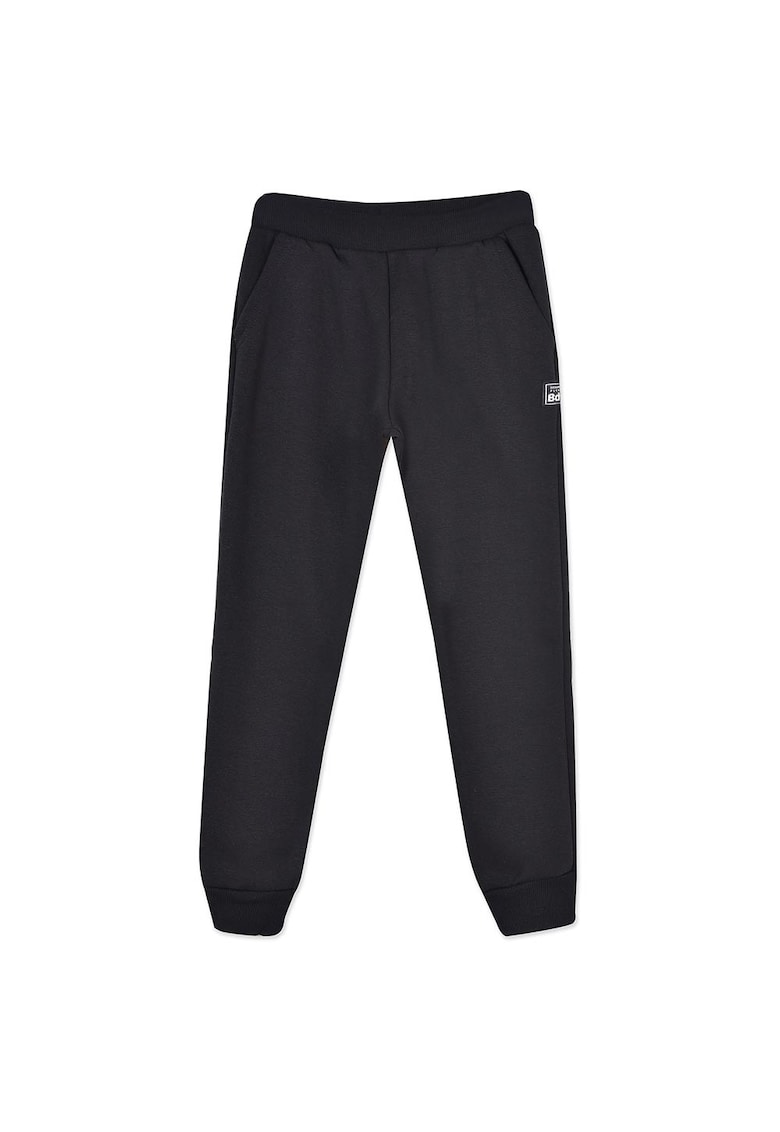 Pantaloni sport copii confortabili - cu talie elastica - bumbac/poliester - negru