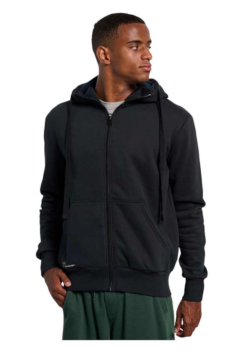Hanorac barbat - gluga - fleece - negru - bumbac