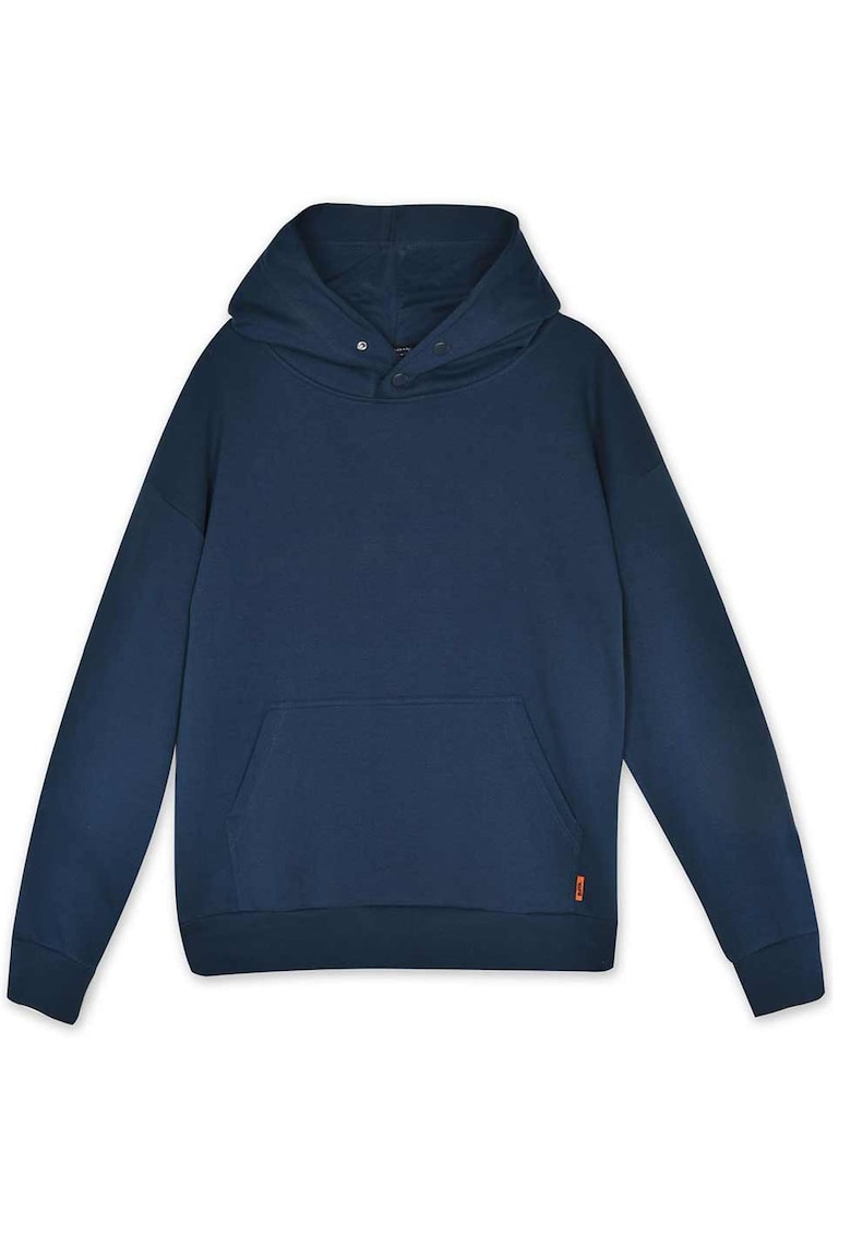 Hanorac barbat cu gluga fleece interior - buzunar cangur - albastru - bumbac