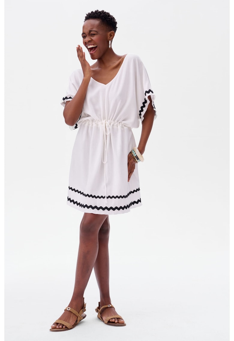 Rochie cu amestec de in Aurelia Mini - Alb