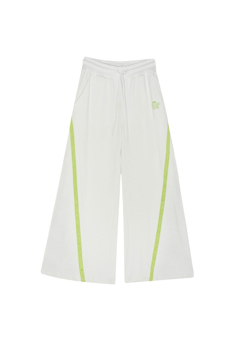 Salopeta sport dama paisley - talie inalta - croi larg - alb - bumbac