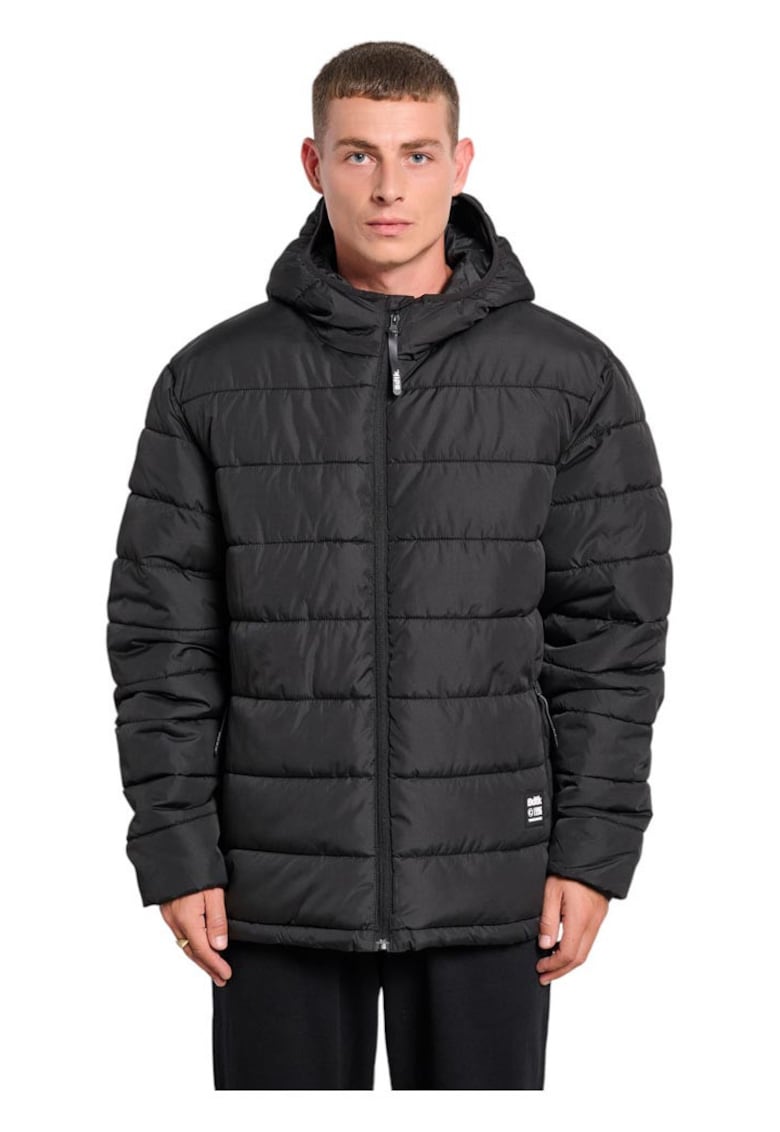 Geaca puffer barbati confortabila - cu gluga - poliester - neagra