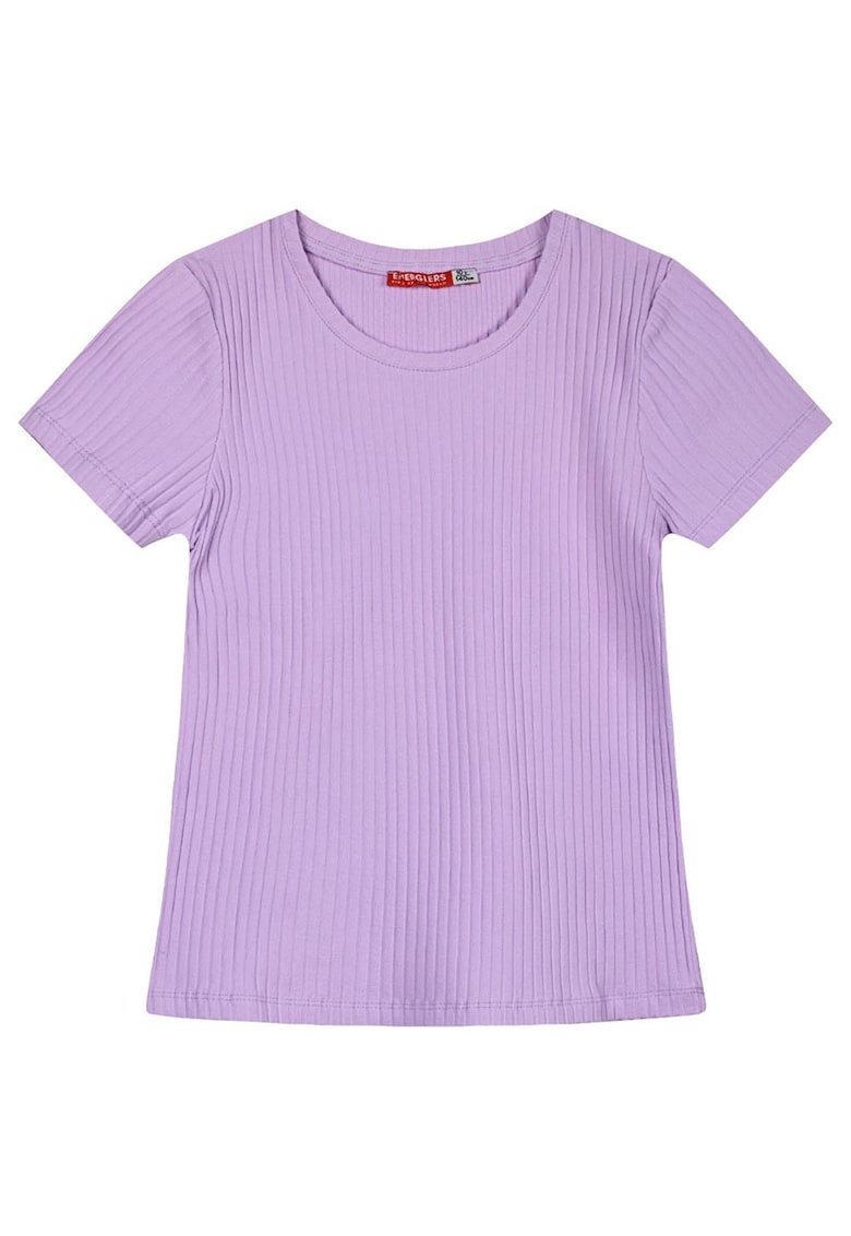 Tricou copii violet - bumbac - cu nervuri - pentru fete -