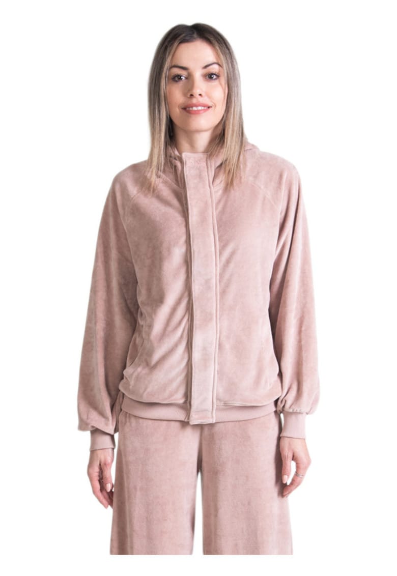 Cardigan dama gluga integrata - buzunare laterale - bumbac si poliester