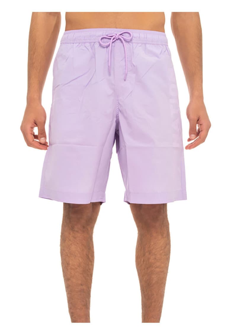Costum de baie lung talie elastica - buzunare laterale - violet - 100% poliester