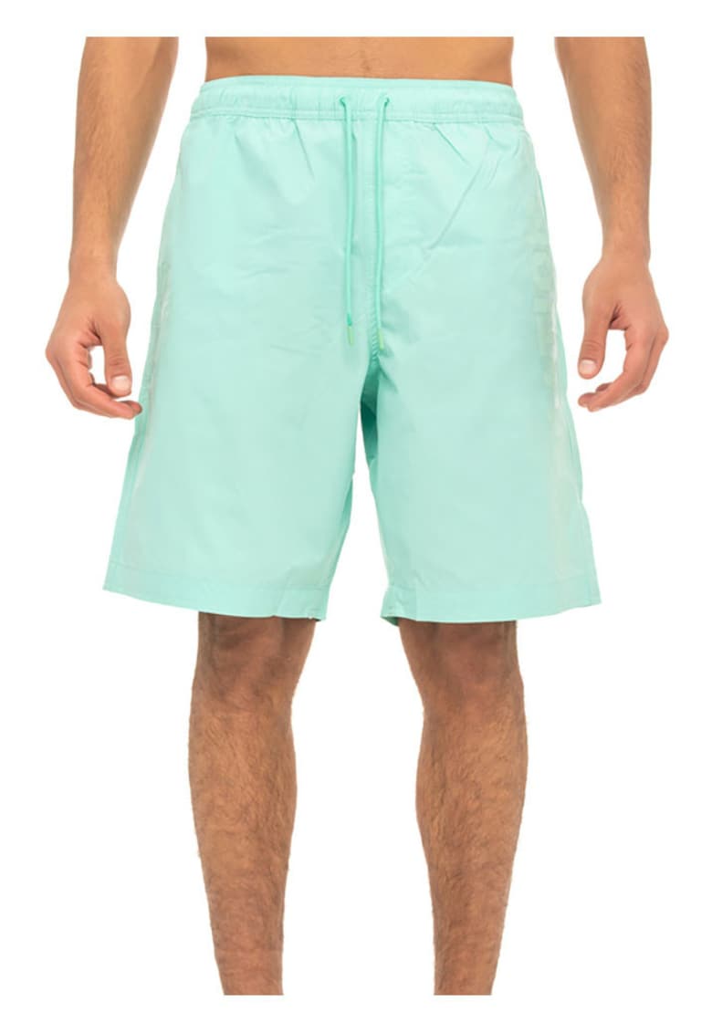 Costum de baie lung talie elastica - buzunare laterale - turcoaz - poliester -