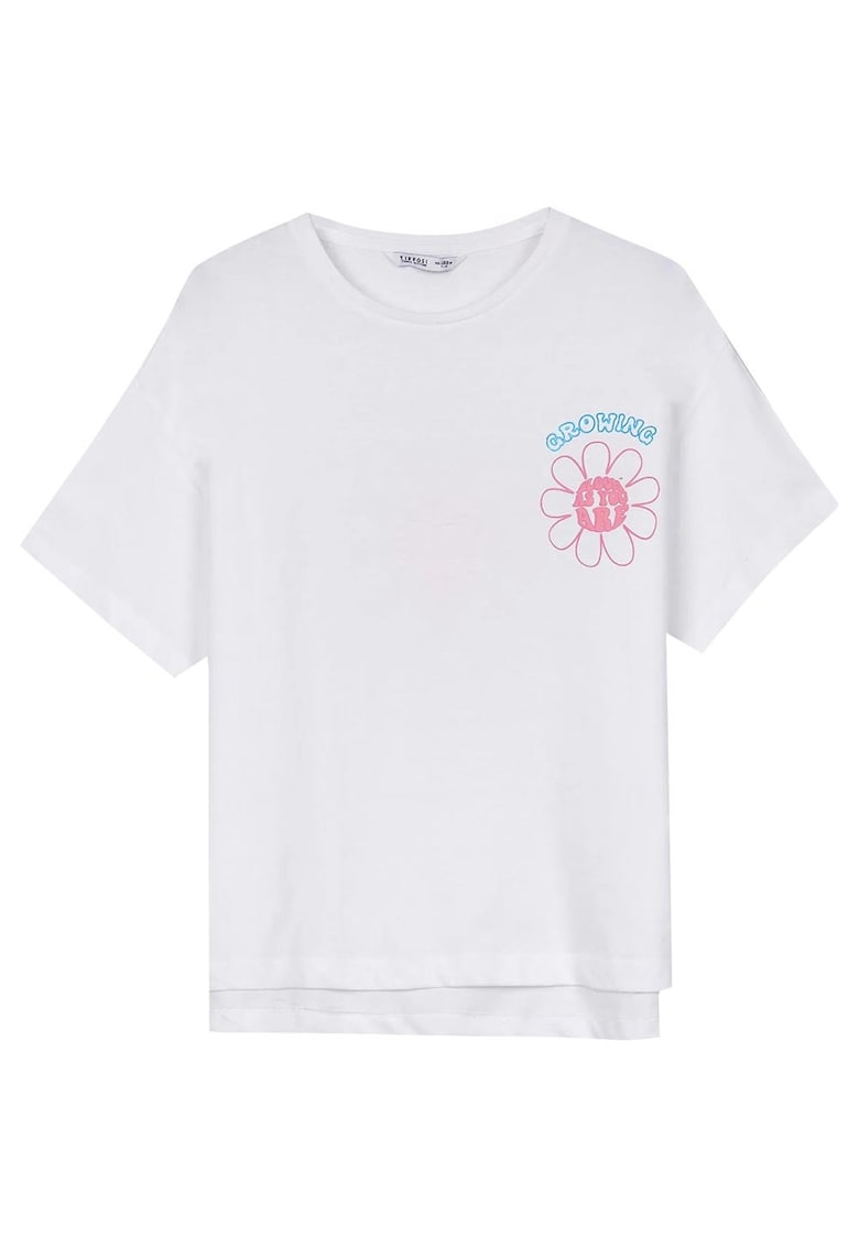 Tricou copii croiala regulata - imprimeu fata si spate - alb - bumbac