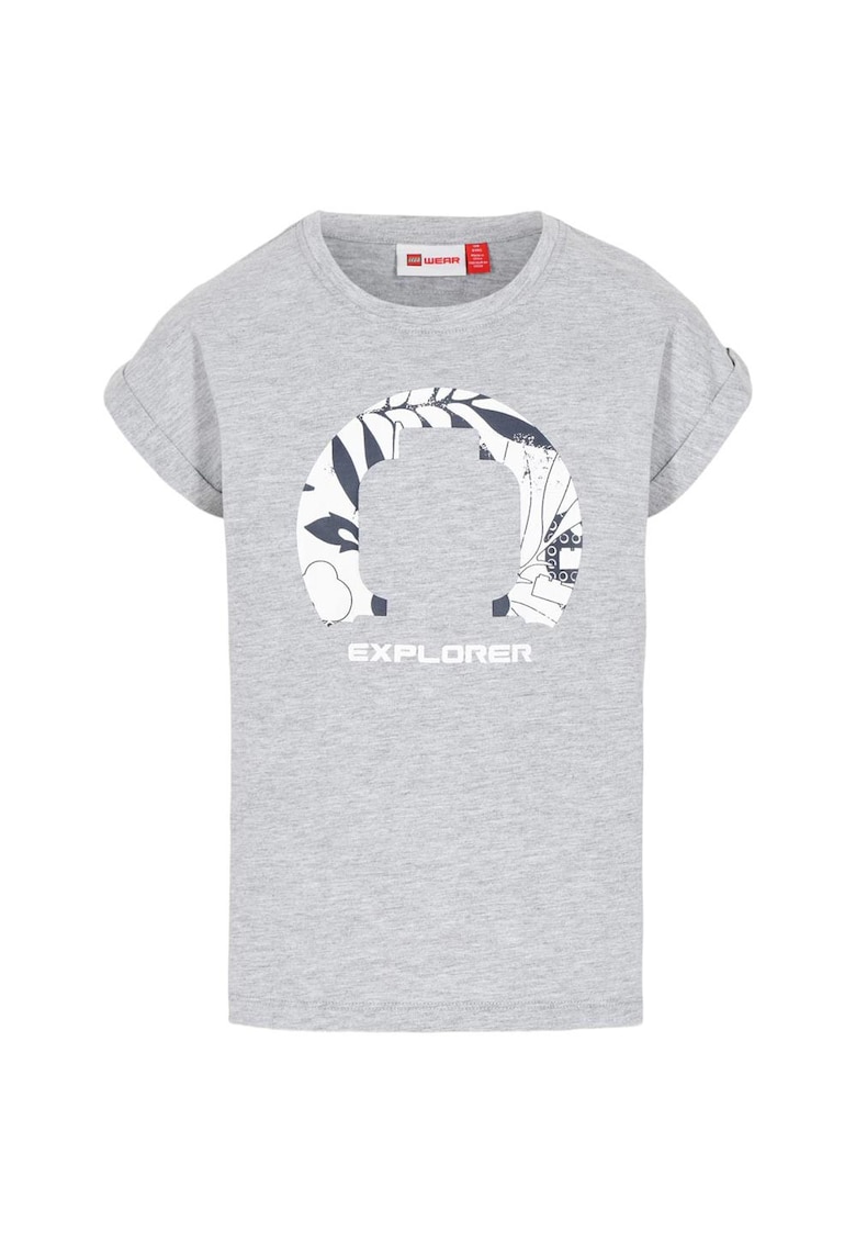 Tricou copii imprimeu decolteu rotund - gri - bumbac/poliester
