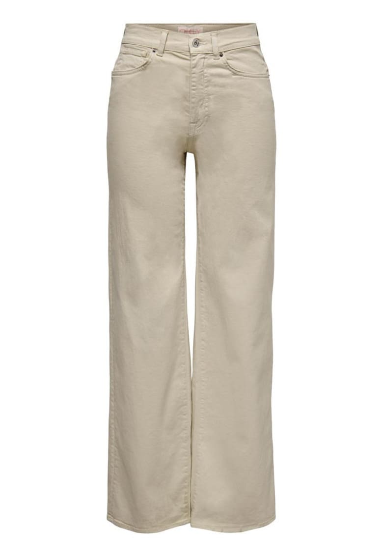 Pantaloni dama bej - talie inalta - 5 buzunare - bumbac